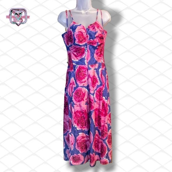 VINTAGE 1950’s Pinup Barbie Pink Floral Party Dress, XS Small - Picture 3 of 7